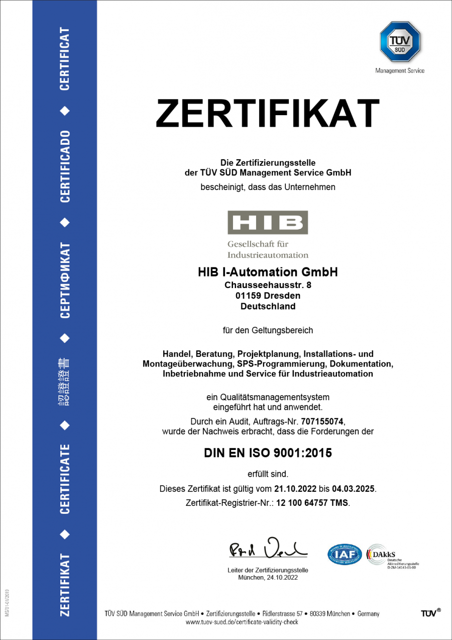 TÜV Rheinland Zertifizierung nach ISO 9001:2015